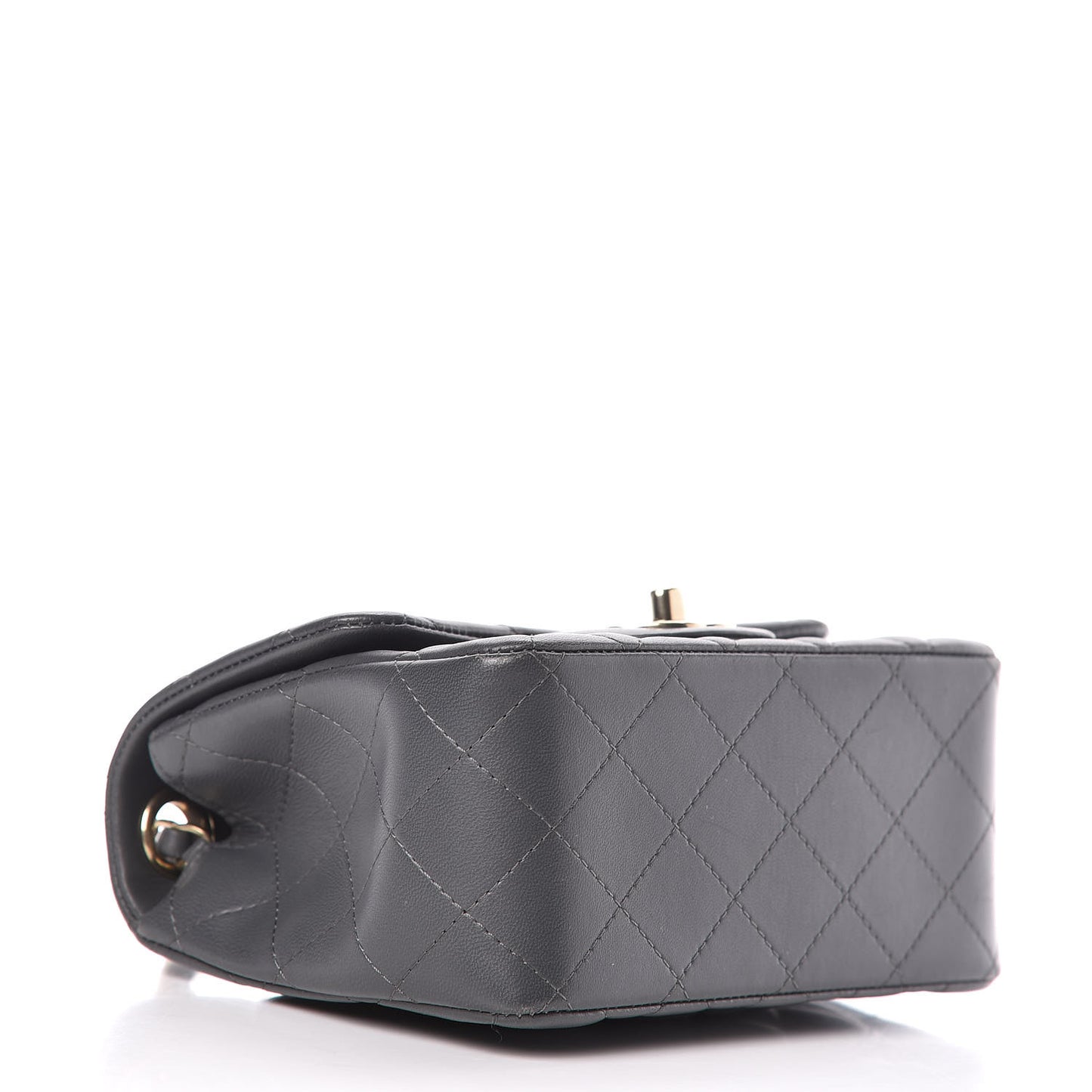Lambskin Quilted Mini Square Flap Dark Grey