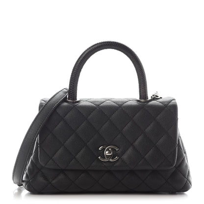Chanel Caviar Lizard Embossed Quilted Mini Coco Handle Flap Black 1 of 9