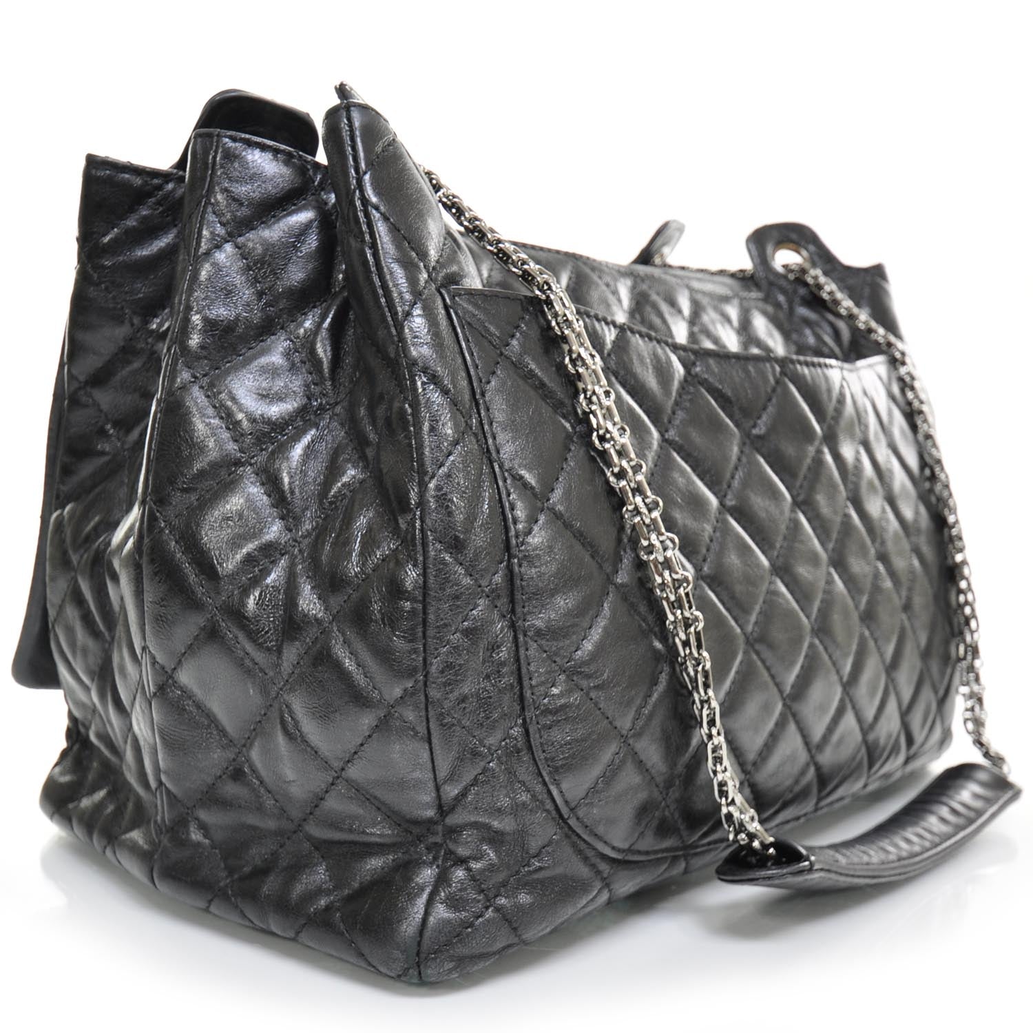 Chanel Leather Quilted XL Accordion Reissue Flap Metallic Black 2 of 12