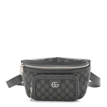 Gucci GG Supreme Monogram Textured Dollar Calfskin Ophidia Belt Bag Grey Black Graphite Grey 1 of 9