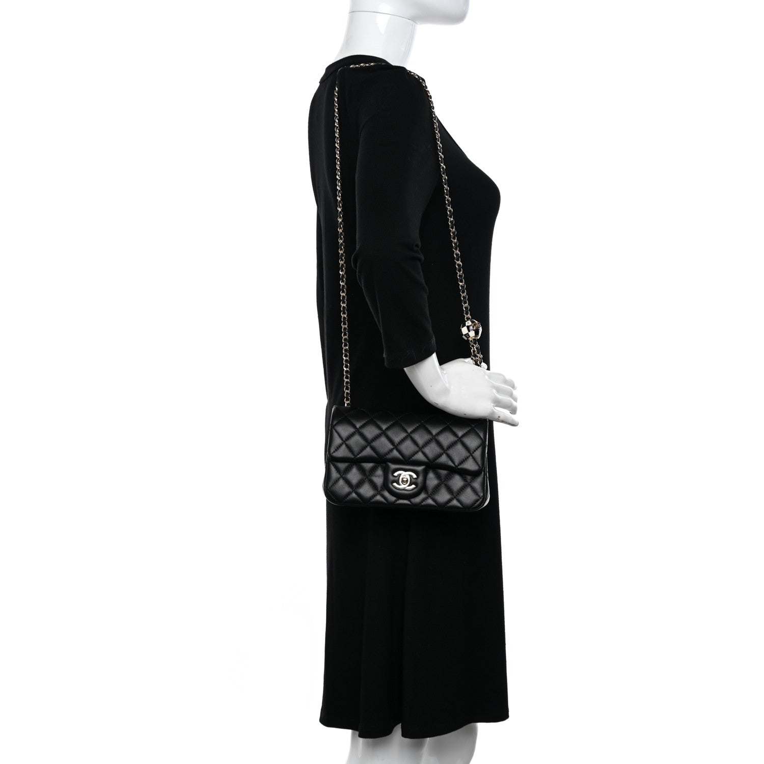 Chanel Lambskin Quilted Enamel Mini Rectangular Pearl Crush Flap Black 2 of 12