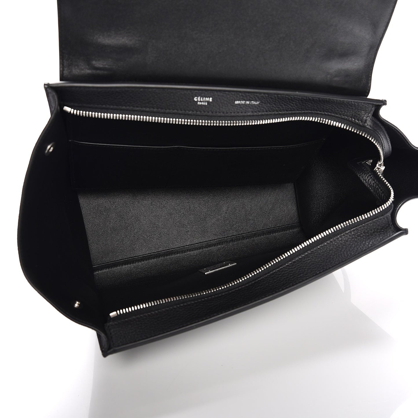 Drummed Calfskin Suede Small Trapeze Black