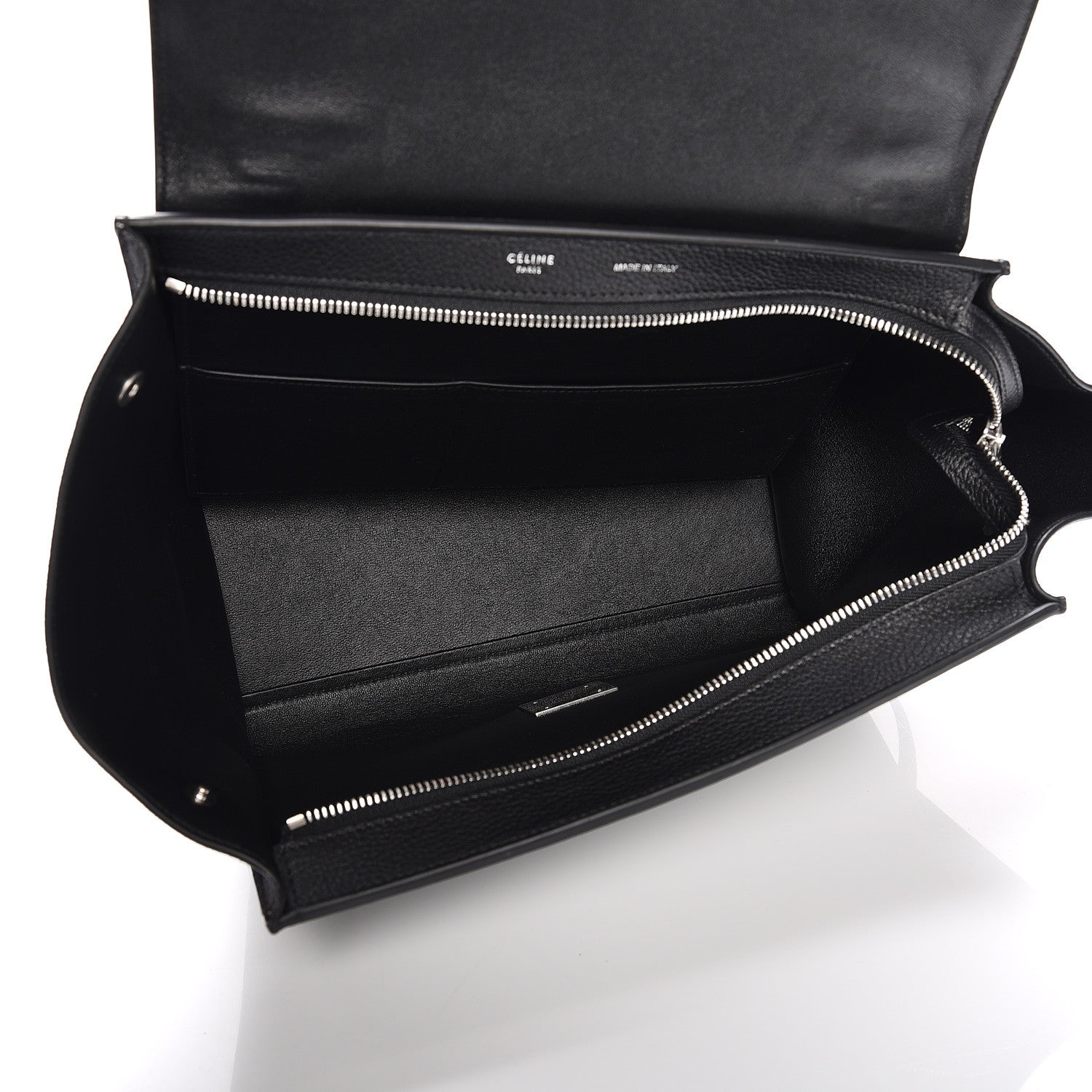 Celine Drummed Calfskin Suede Small Trapeze Black 6 of 7