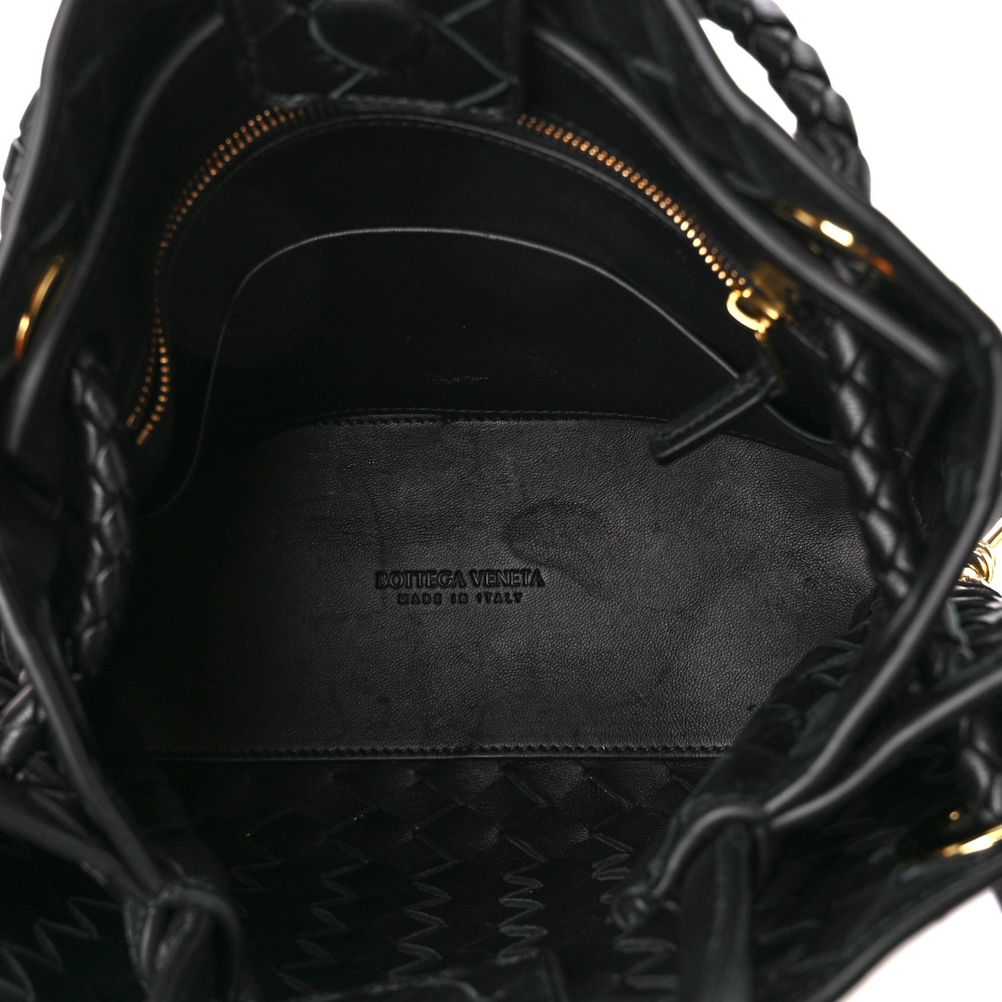 Nappa Intrecciato Small Andiamo Shoulder Bag Black