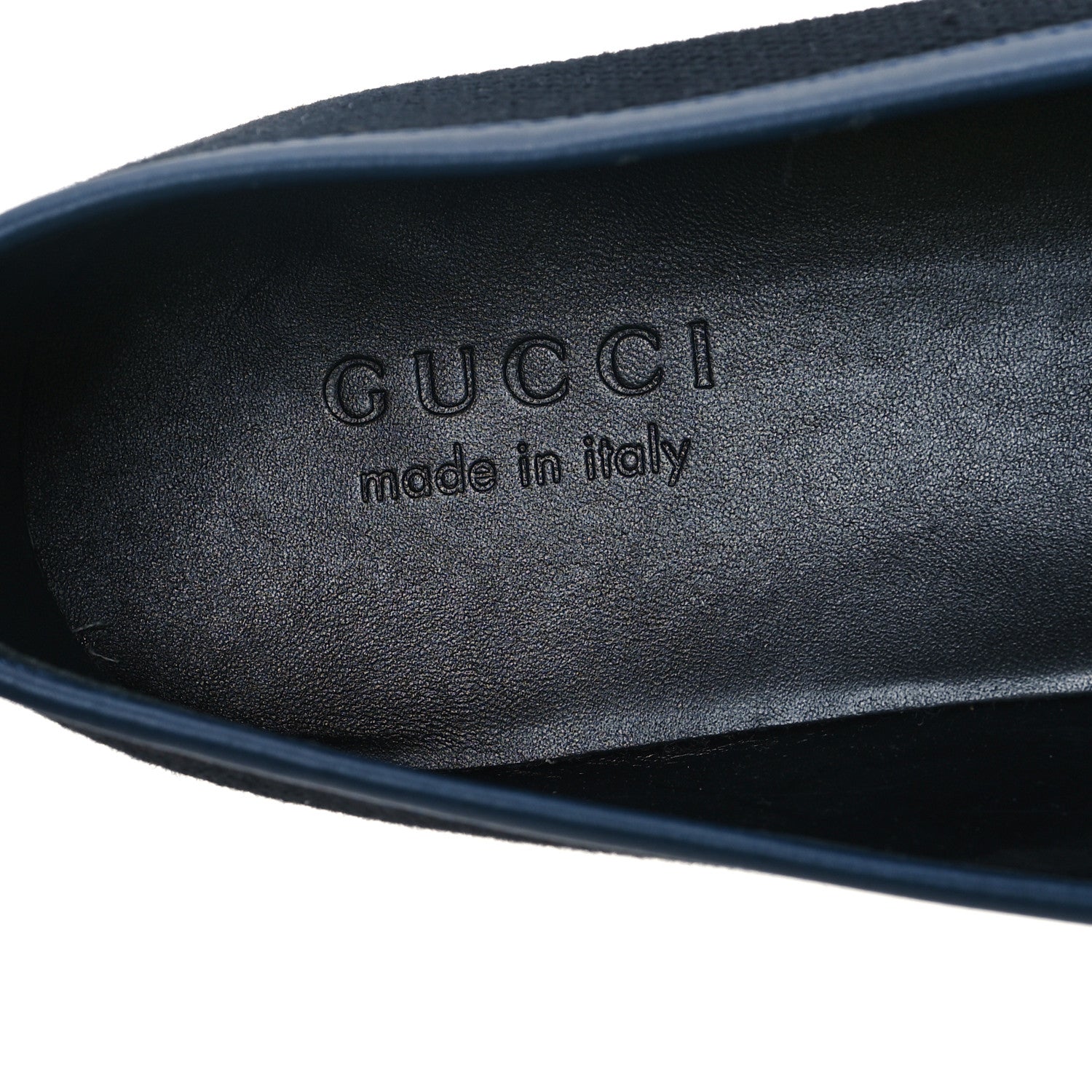 Gucci Canvas Horsebit Mens Jordaan Loafers 10.5 Black Blue Agata 7 of 9