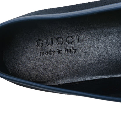 Gucci Canvas Horsebit Mens Jordaan Loafers 10.5 Black Blue Agata 7 of 9