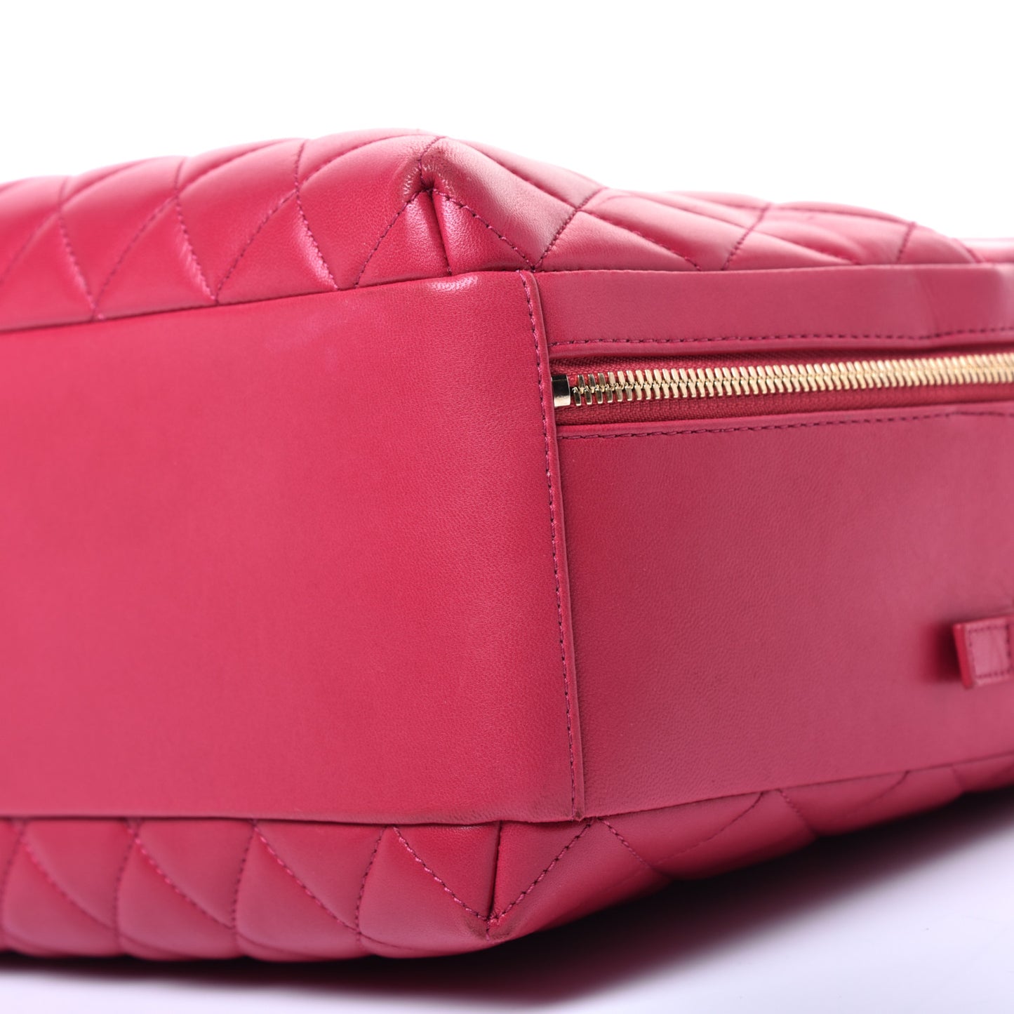 Lambskin Quilted Large Trendy CC Bowling Bag Dark Pink