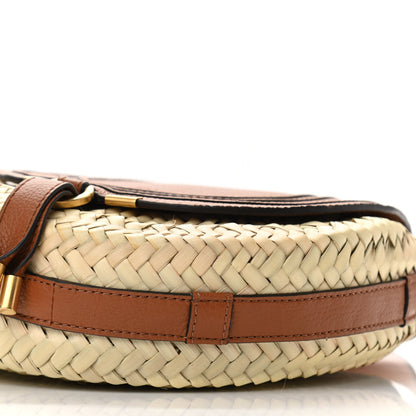 Chloe Raffia Small Grain Calfskin Small Marcie Basket Crossbody Tan 9 of 9
