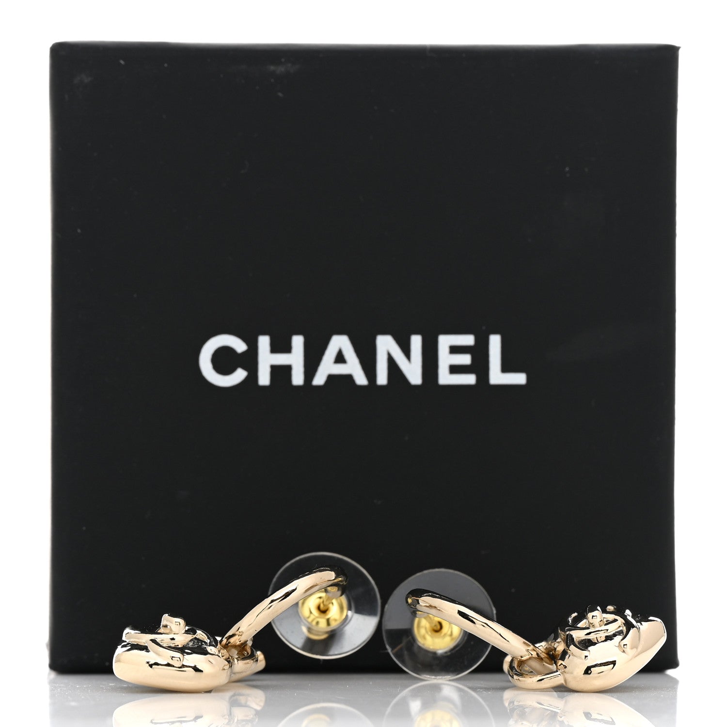 Chanel Metal CC Heart Turnlock Drop Earrings Gold 5 of 5