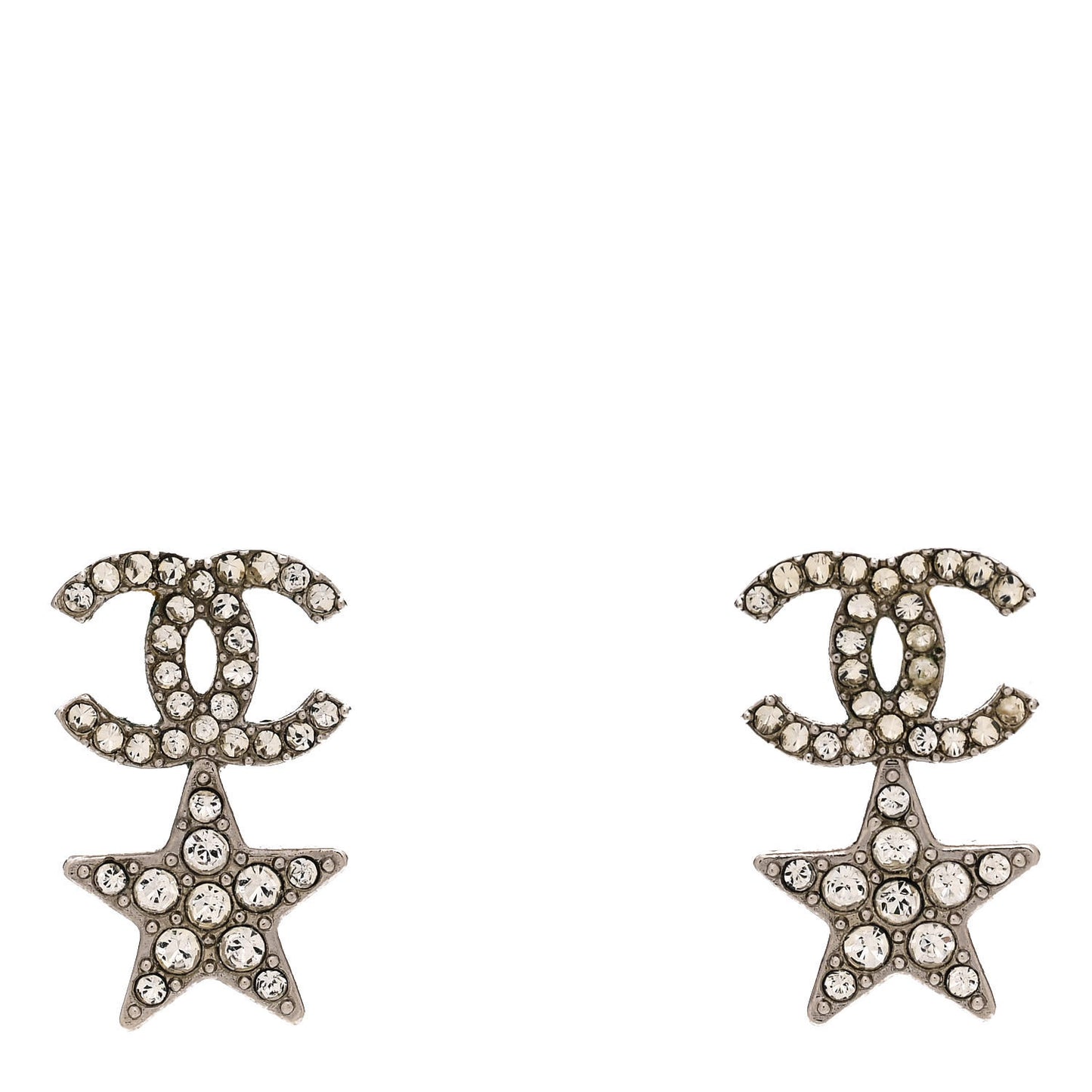 Crystal CC Star Earrings Silver Green