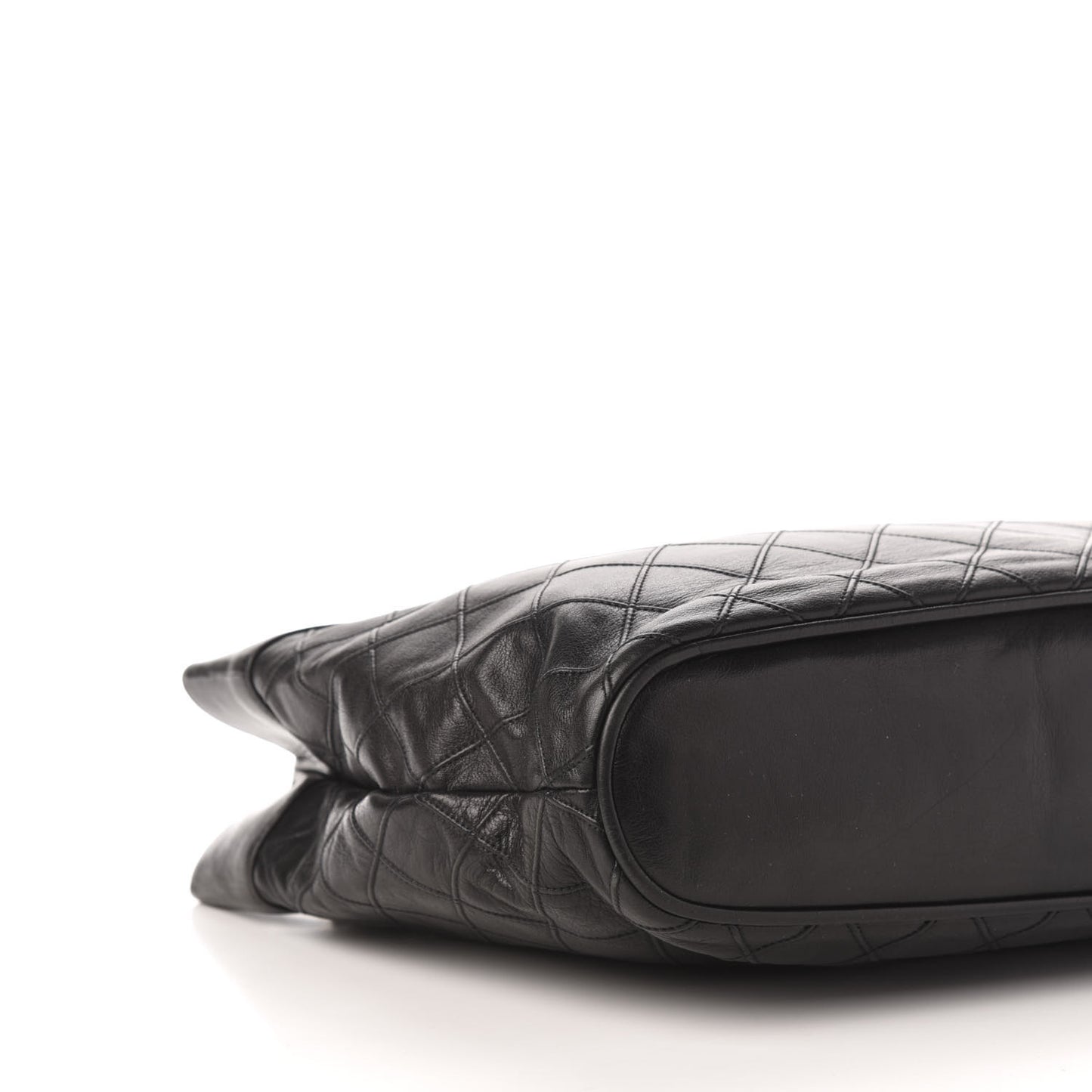Lambskin Stitched Shopper Tote Black