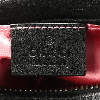 Gucci Calfskin Matelasse Mini GG Marmont Chain Shoulder Bag Black White 6 of 9