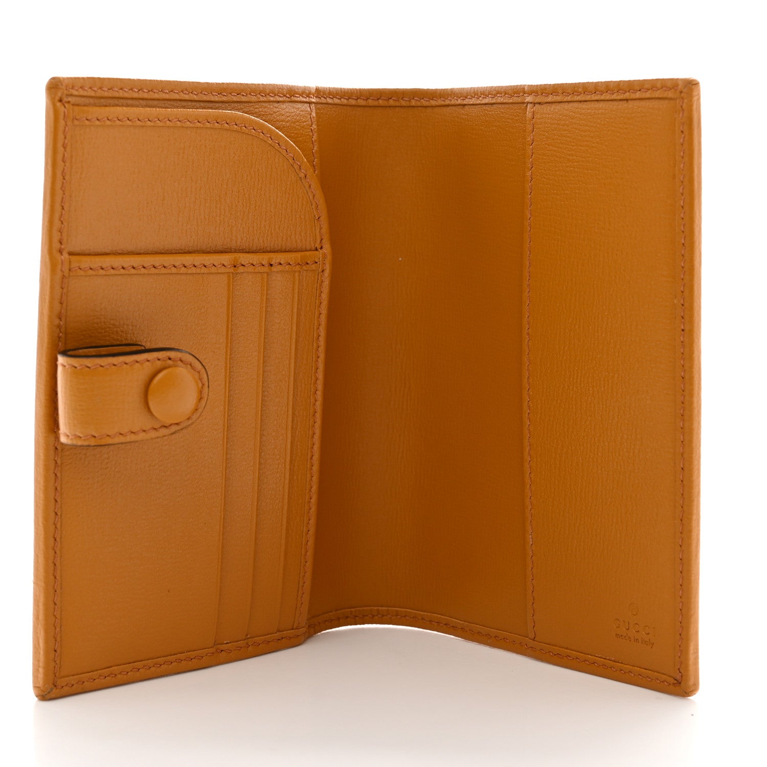 Gucci GG Supreme Monogram Textured Calfskin Retro Interlocking G Passport Case Beige Yellow 5 of 14