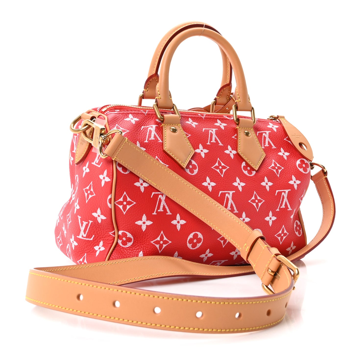 Soft Calfskin Monogram Speedy P9 Bandouliere 25 Red