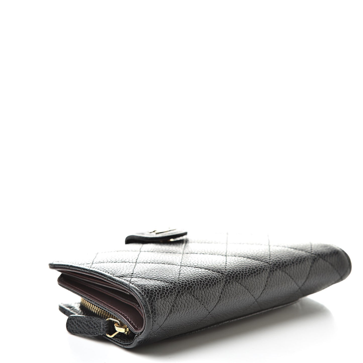 Caviar Quilted Zipped Pocket Wallet Black