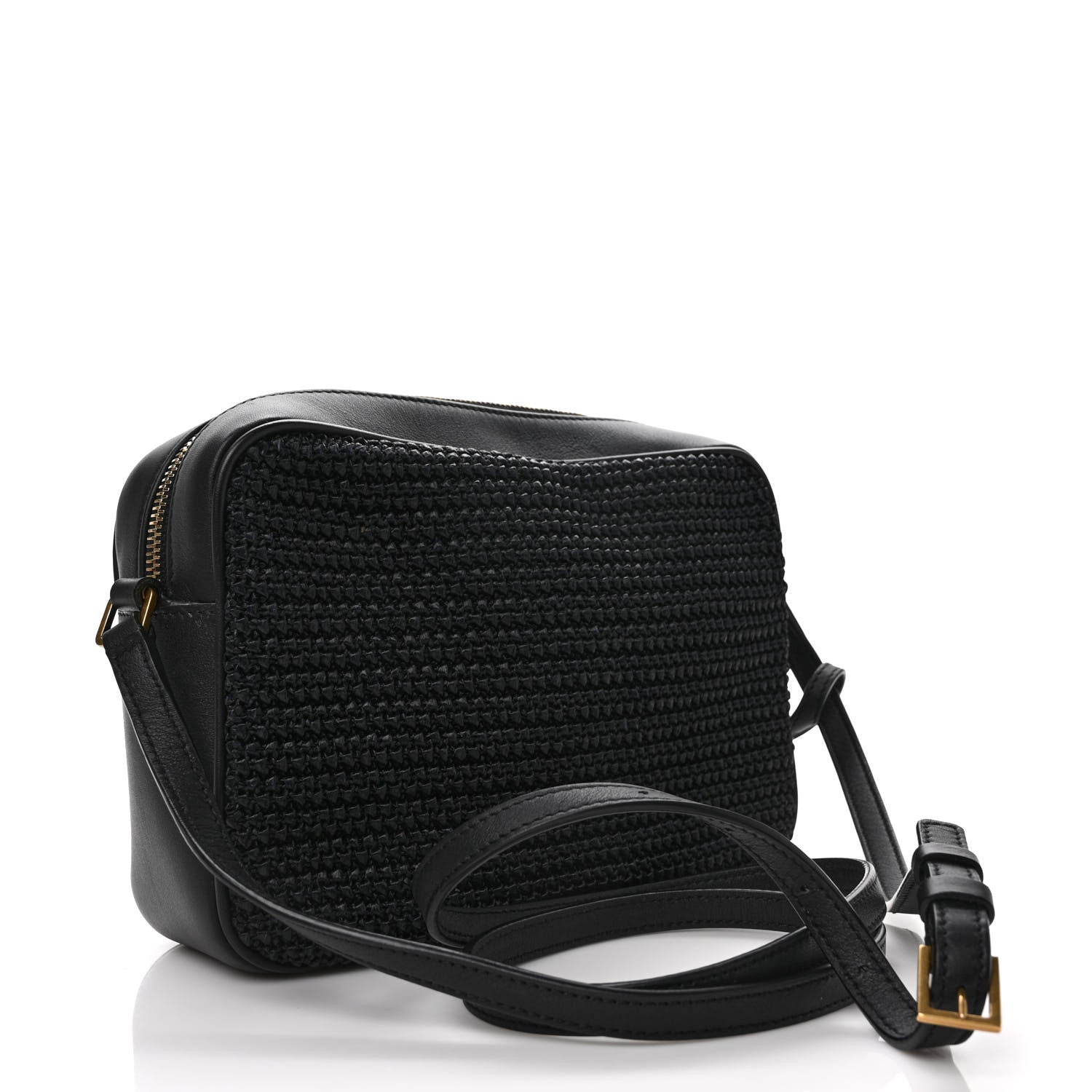 Saint Laurent Raffia Canvas Monogram Lou Camera Bag Black 3 of 10