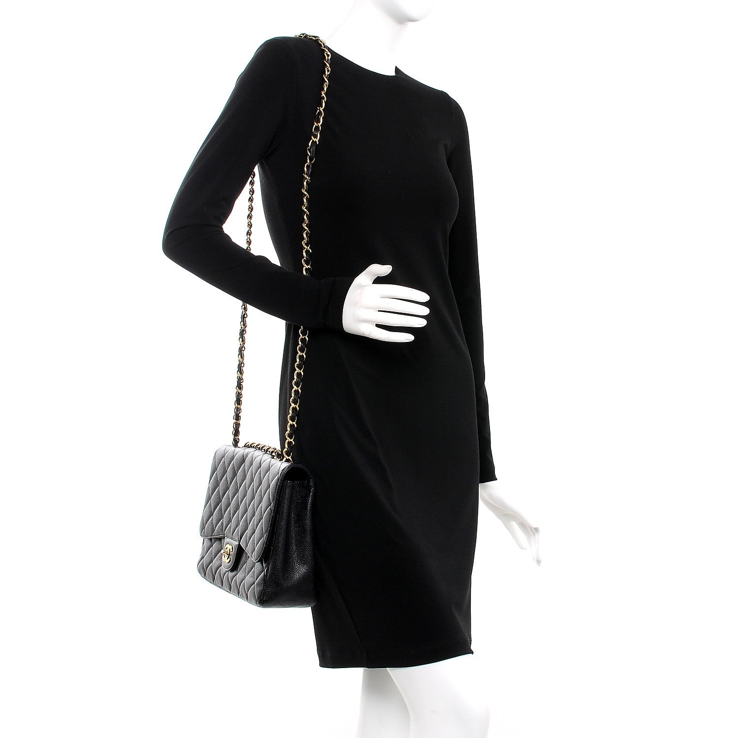 Chanel Caviar Quilted Jumbo Single Flap Black 2 of 13