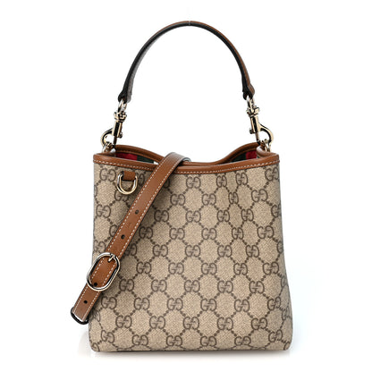 Gucci GG Supreme Monogram Emblem Small Shoulder Bag Beige Ebony Sundial 1 of 9