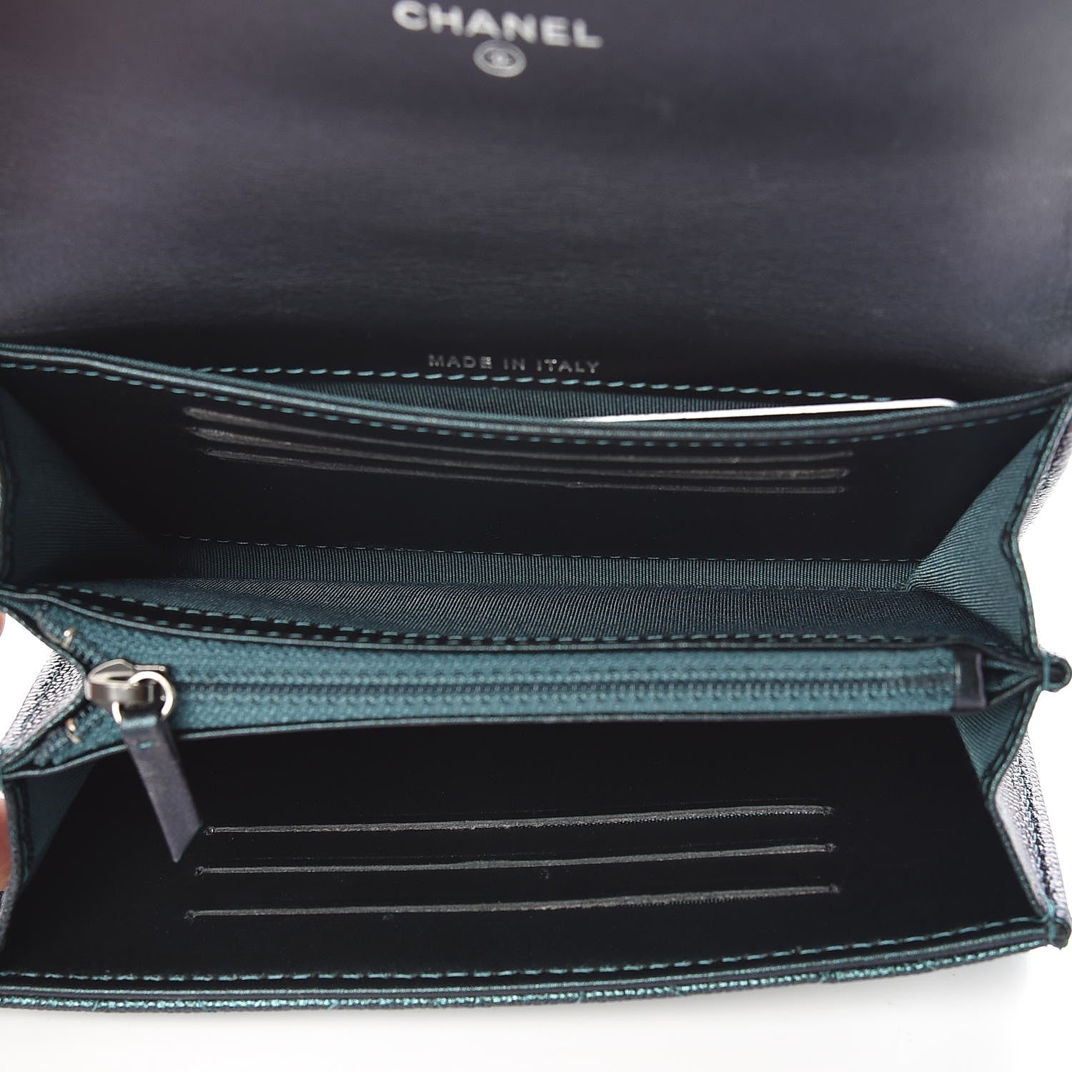 Chanel Iridescent Caviar Quilted Medium Filigree Flap Wallet Dark Turquoise 5 of 19