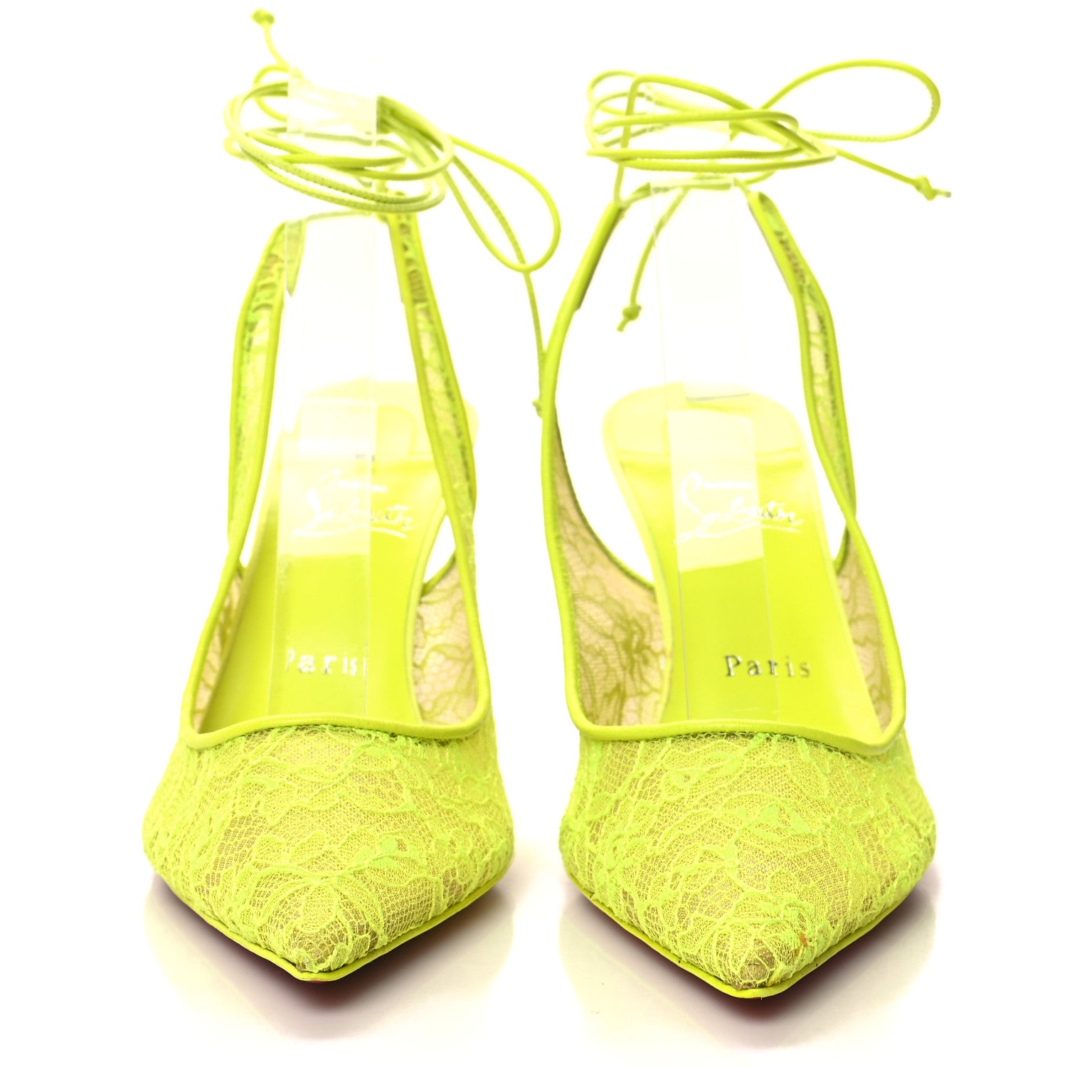Christian Louboutin Kate Lace 85 Pumps 37.5 Neon Yellow 2 of 9