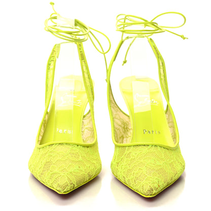 Christian Louboutin Kate Lace 85 Pumps 37.5 Neon Yellow 2 of 9