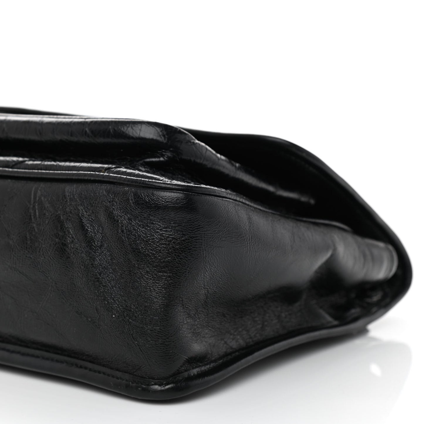Crinkled Calfskin Matelasse Monogram Medium Niki Chain Satchel Black