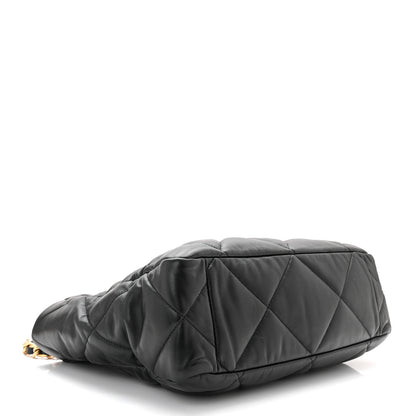 Chanel Lambskin Quilted Chanel 19 East West Shopping Bag Black 4 of 10