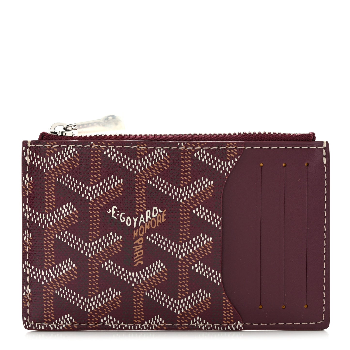 Goyardine Bourbon Zipped Card Holder Bordeaux