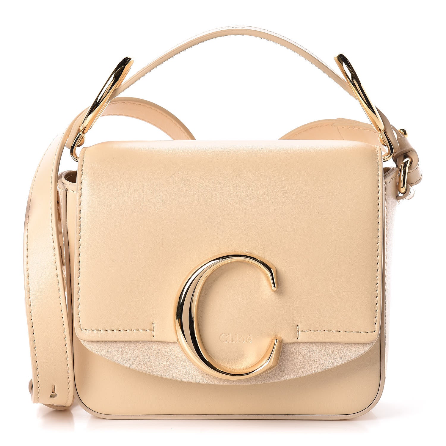 Chloe Shiny Calfskin Suede Mini C Bag Blondie Beige 1 of 10