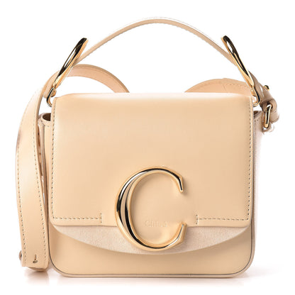 Chloe Shiny Calfskin Suede Mini C Bag Blondie Beige 1 of 10