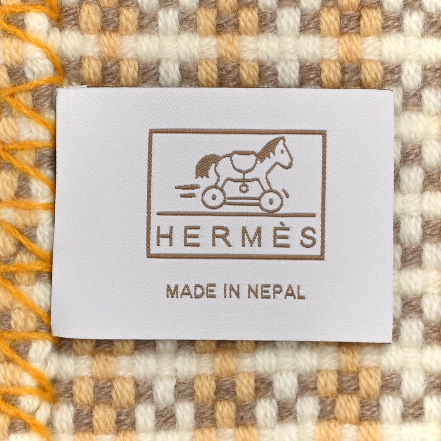 Hermes Cashmere Loomy Mosaique Blanket Champ De Ble 3 of 3
