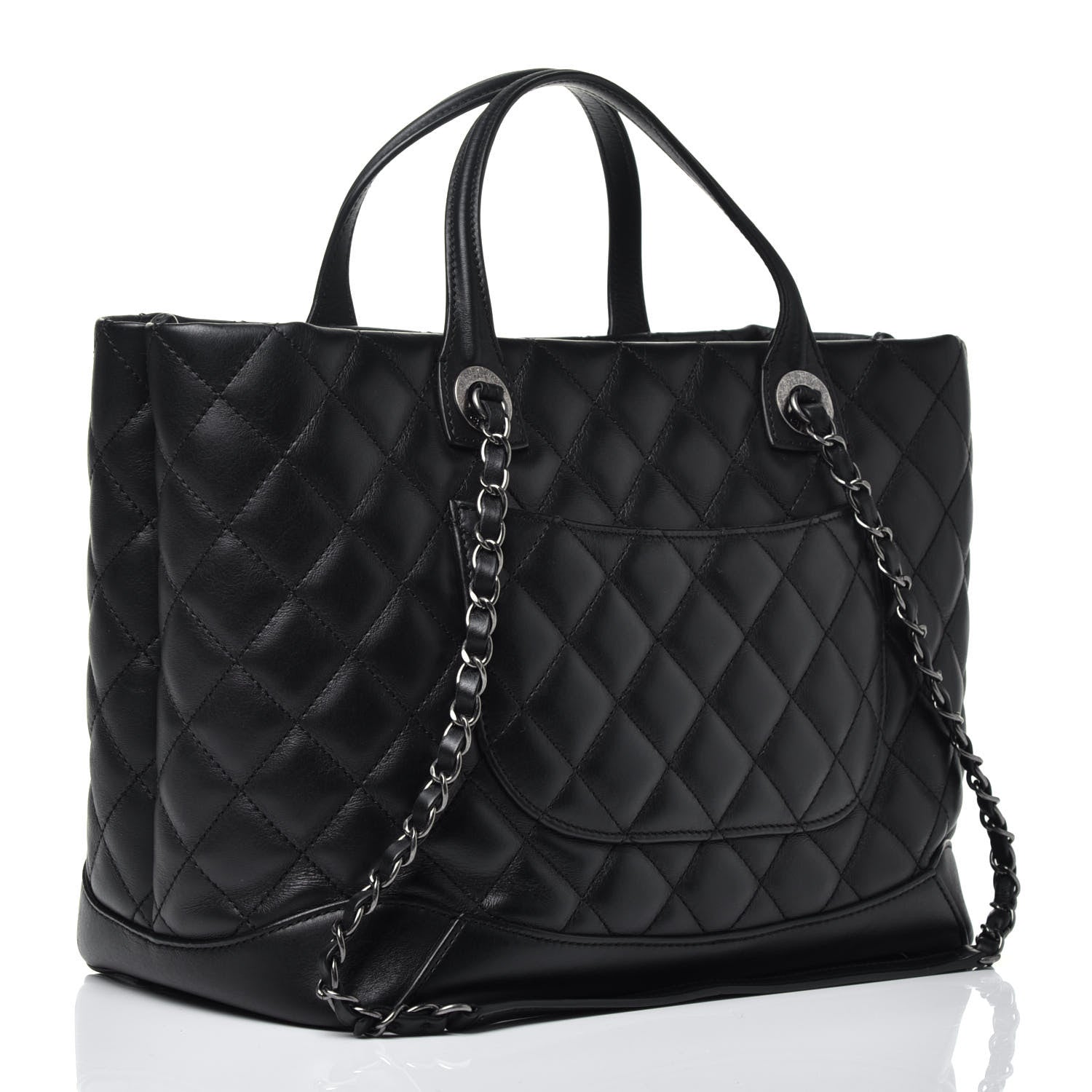 Chanel Calfskin Quilted Small Easy Shopping Tote Black 4 of 10
