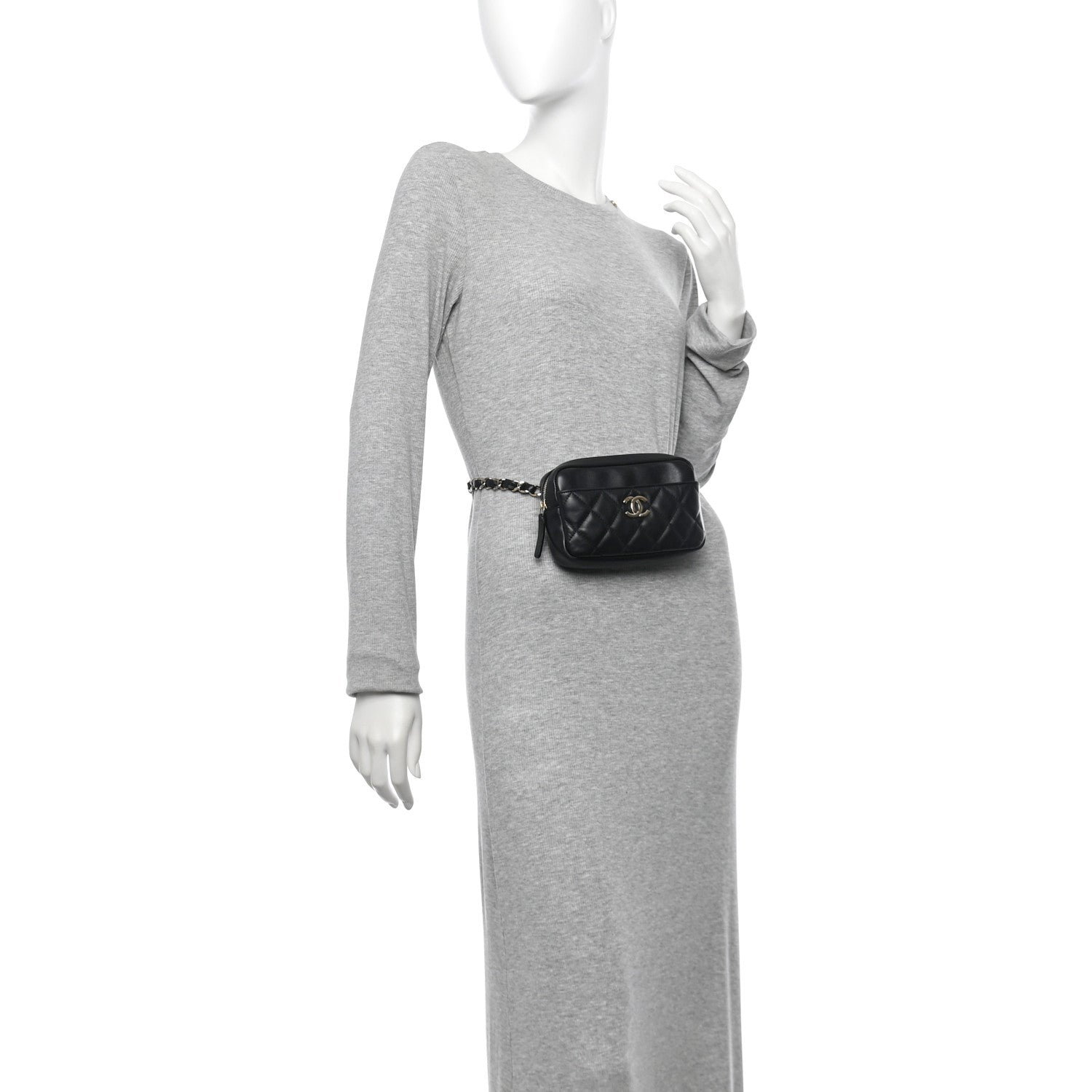 Chanel Lambskin Quilted Waist Bag With Pouch Black 3 of 29