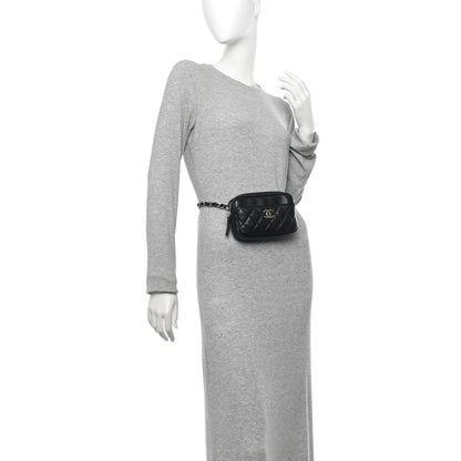 Chanel Lambskin Quilted Waist Bag With Pouch Black 3 of 29