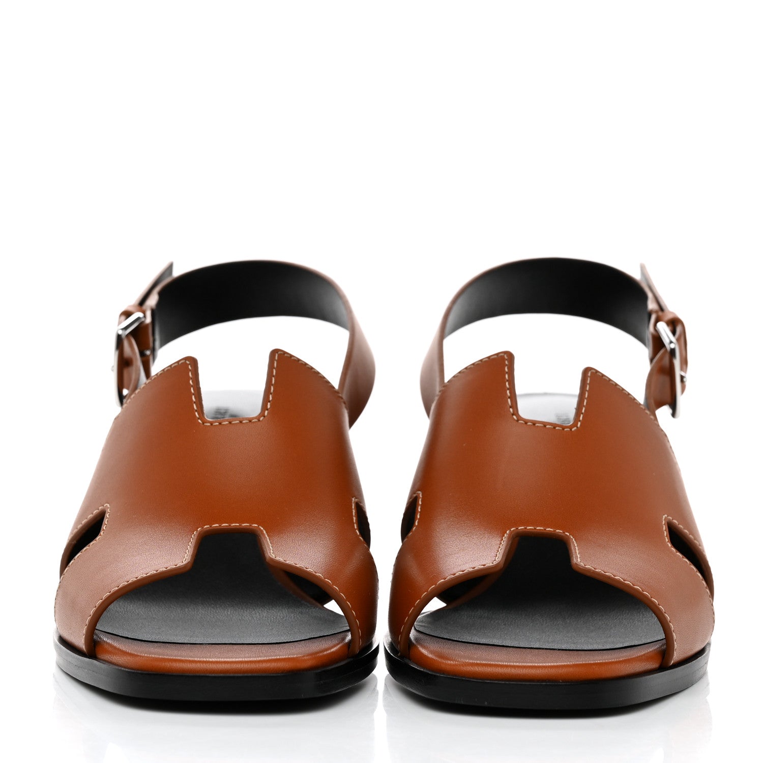 Hermes Calfskin Elbe 60 Sandals 39 Marron Glaise 2 of 9