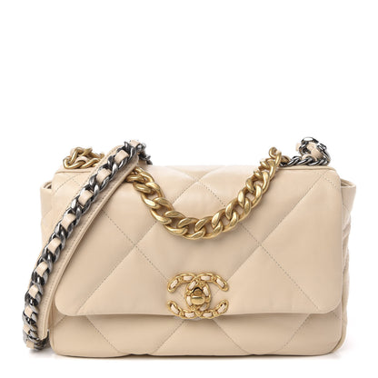 Chanel Goatskin Quilted Medium 19 Flap Beige 1 of 11