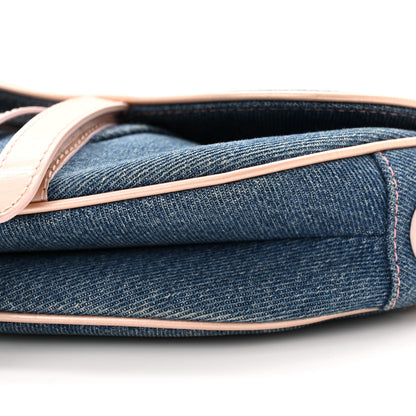 Christian Dior Patent Denim Jeans Saddle Bag Blue Pink 10 of 15
