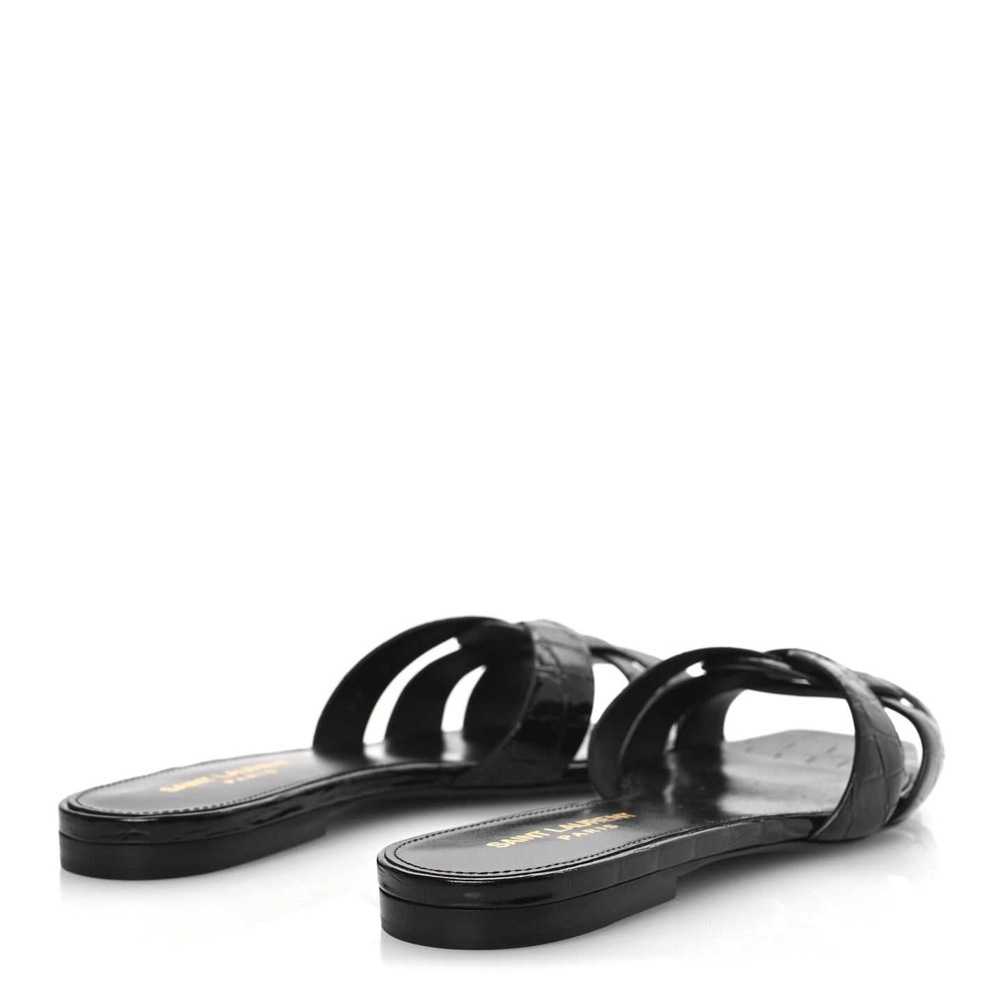 Patent Croc Embossed Tribute 05 Slide Sandals 37.5 Black