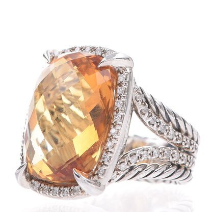 David Yurman Sterling Silver Diamond Citrine 20mm Chatelaine Ring 54.5 7 3 of 6