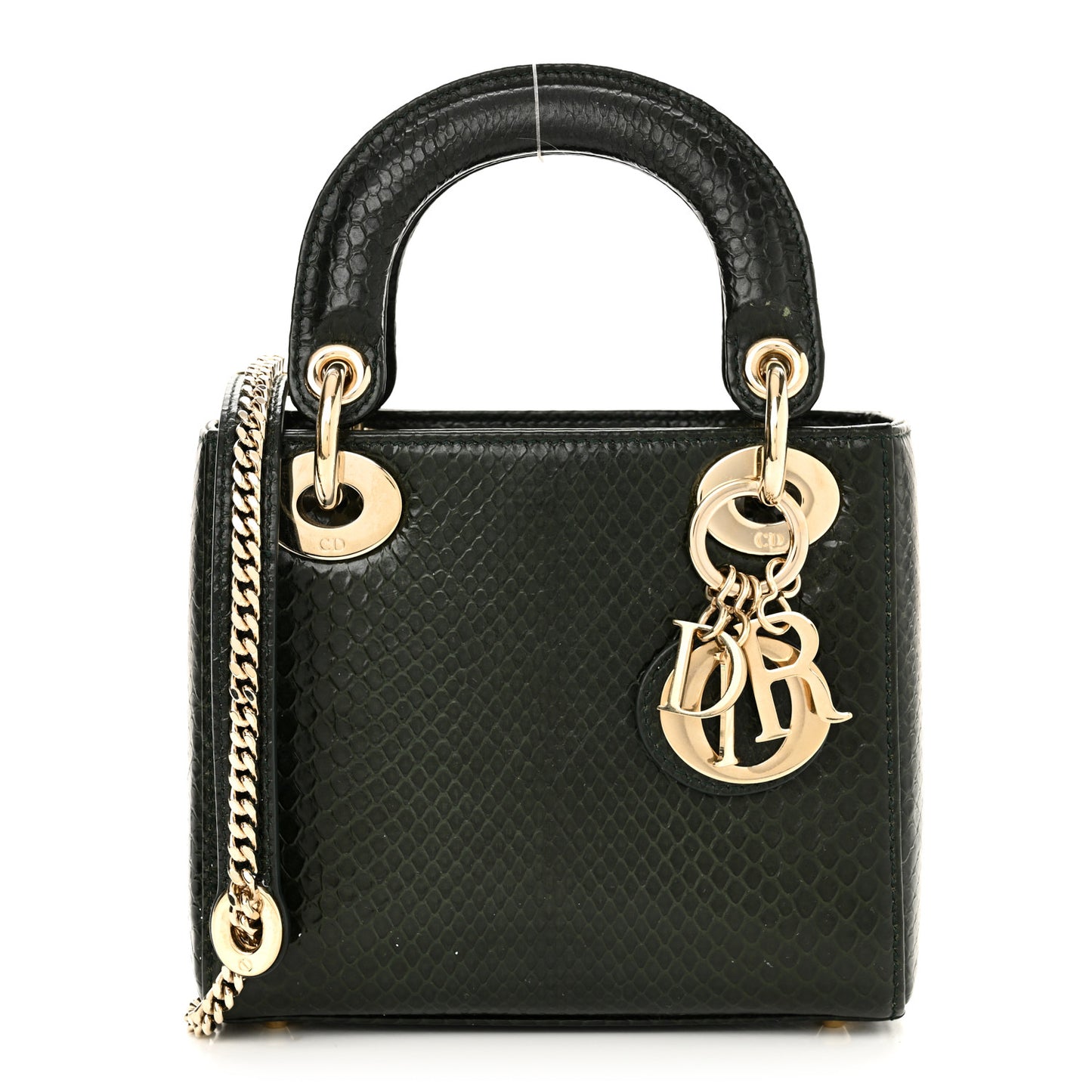 Shiny Snakeskin Mini Lady Dior Emerald Green