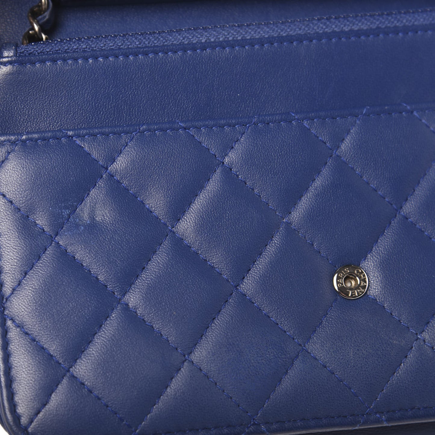 Lambskin Quilted Boy Wallet On Chain WOC Blue