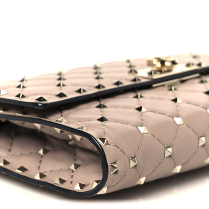 Valentino Garavani Lambskin Rockstud Spike Wallet on Chain Poudre 10 of 11