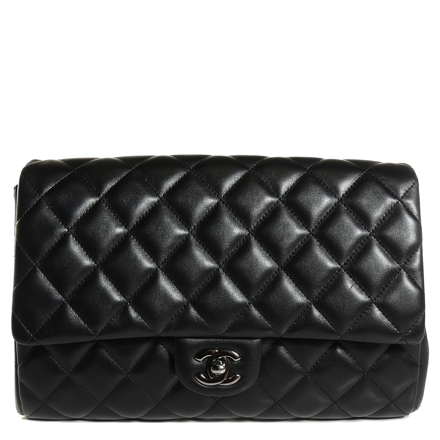 Chanel Lambskin Quilted Clutch With Chain Flap Black 1 of 8