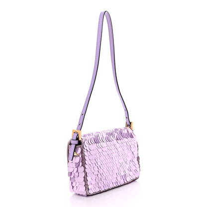 Fendi Satin Sequin Paillettes Shiny Nappa Mini Baguette 1997 Lilla 3 of 12