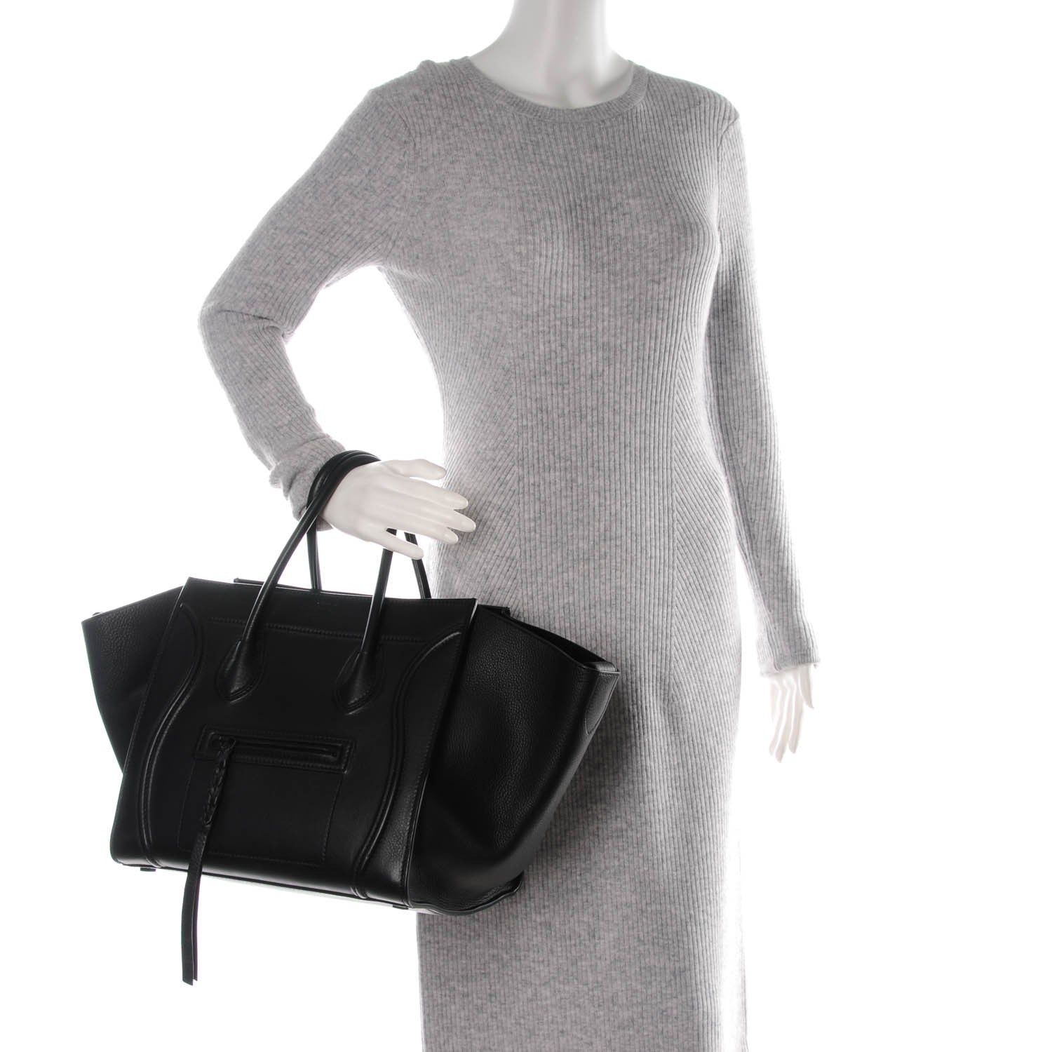 Celine Supple Calfskin Medium Phantom Luggage Black 2 of 7