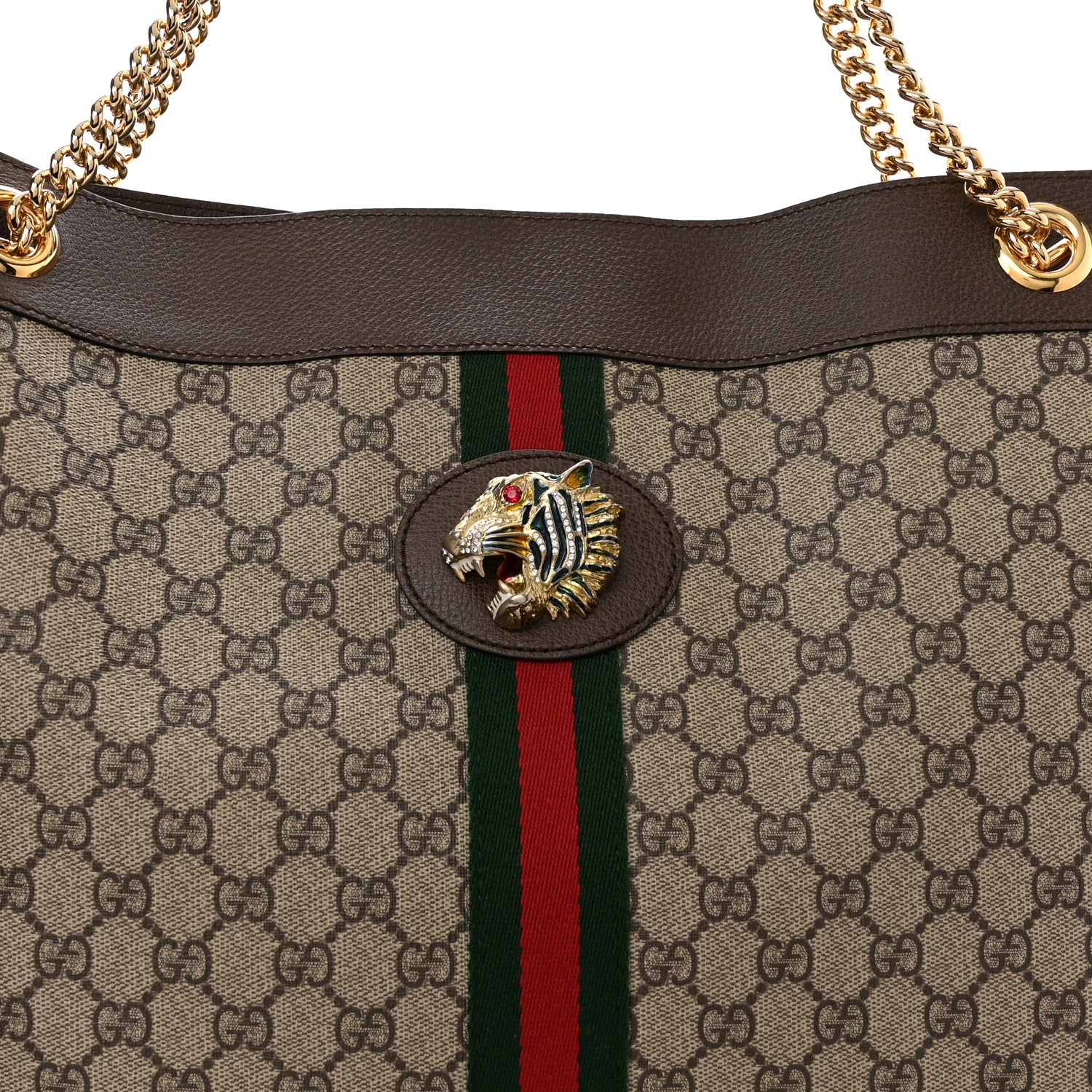 Gucci GG Supreme Monogram Large Rajah Chain Tote Beige New Acero 8 of 10