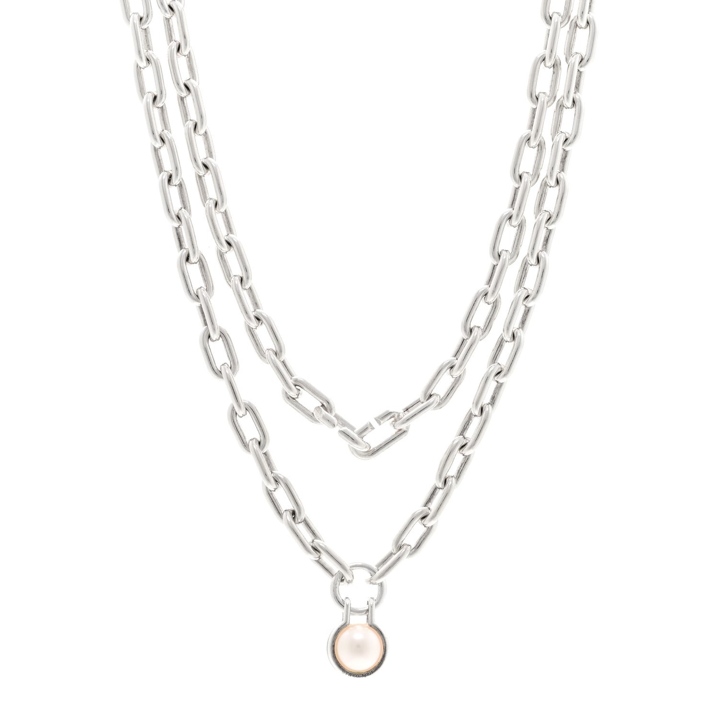 Sterling Silver Cultured Pearl HardWear Necklace
