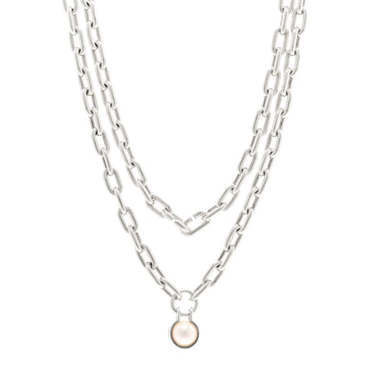 Tiffany Sterling Silver Cultured Pearl HardWear Necklace 1 of 6