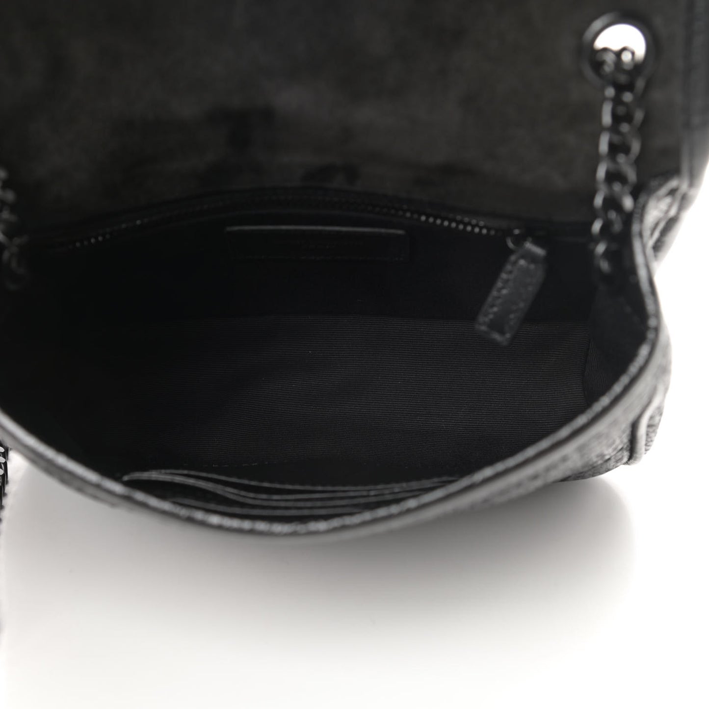 Metallic Cracked Calfskin Monogram Niki Chain Wallet Black