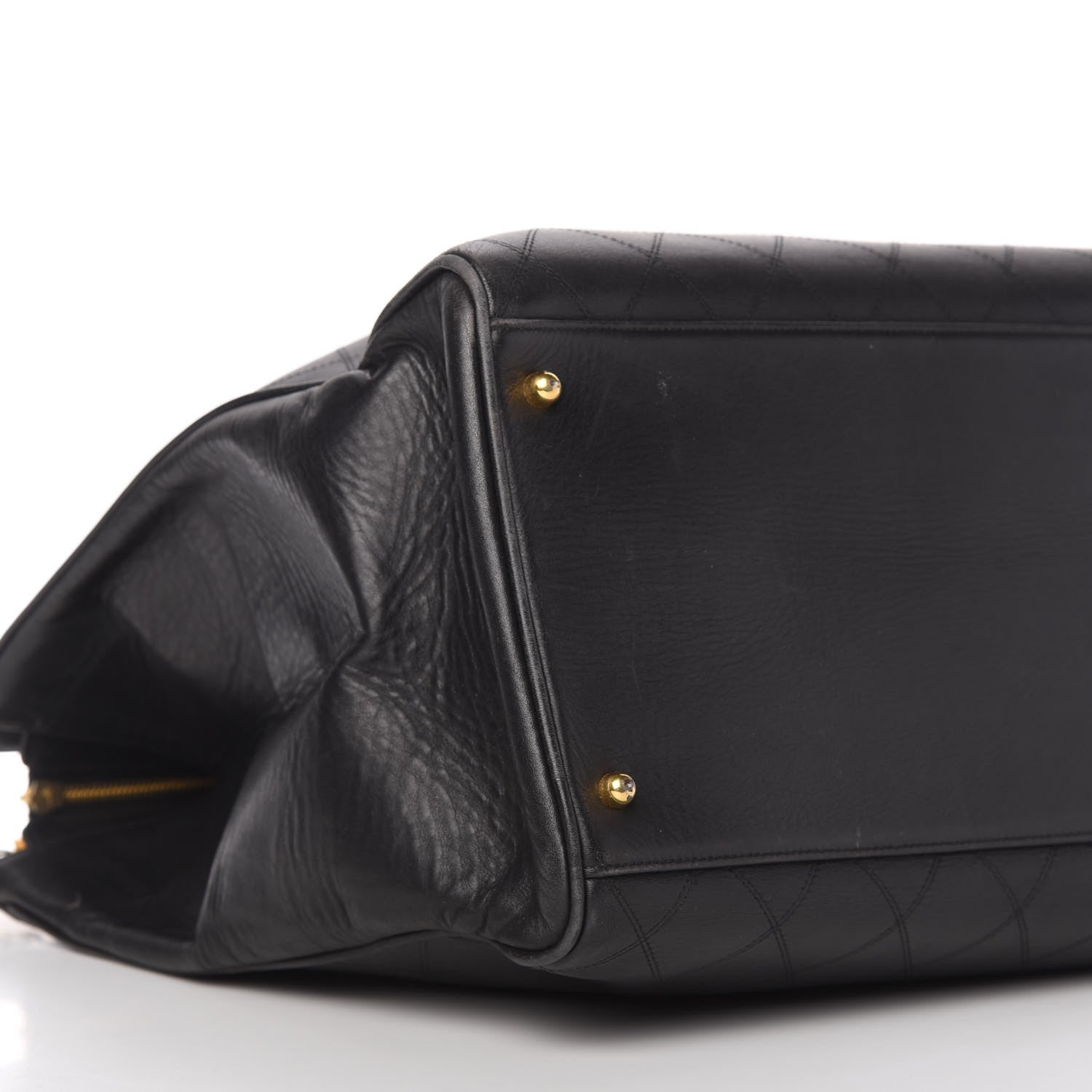 Chanel Calfskin Stitched XL Weekender Black 6 of 12